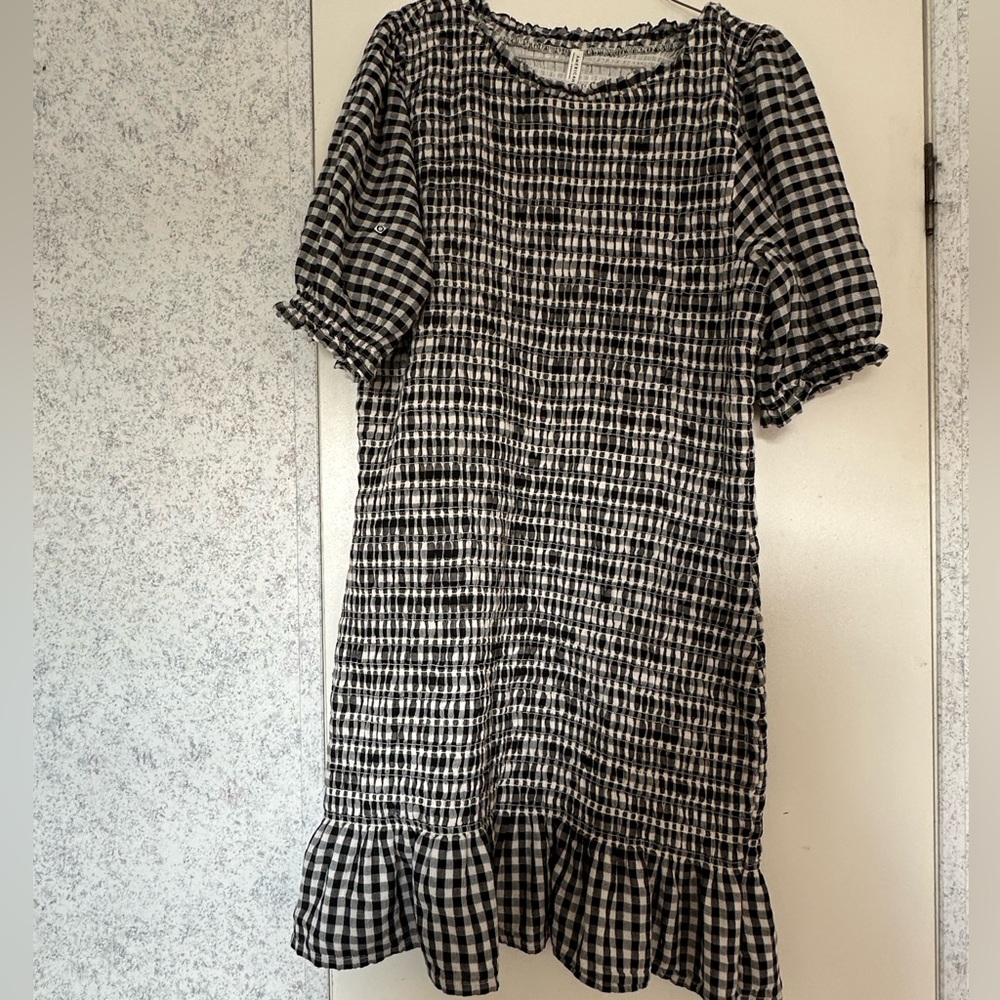American Eagle Outfitters Black and White Plaid Midi Dress